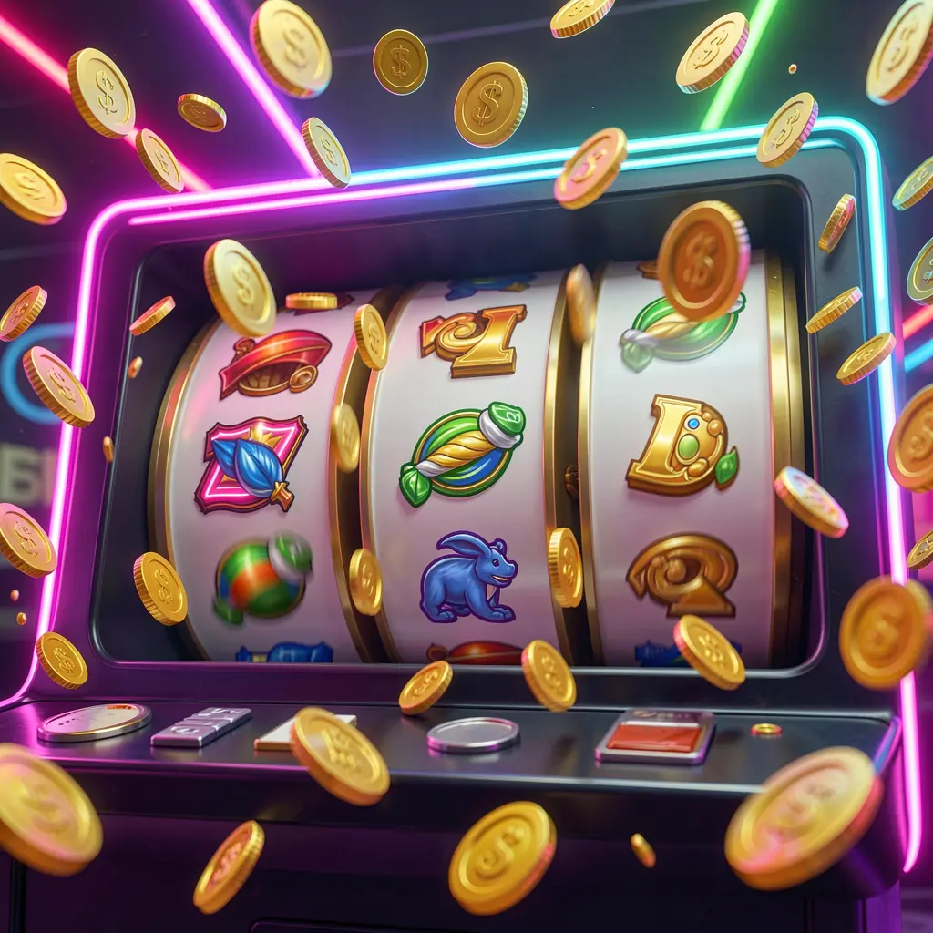 V880 free spins casino image featuring slot machine reels spinning with golden coins flying everywhere and colorful neon lights creating an exciting jackpot mood in a premium 3D illustration